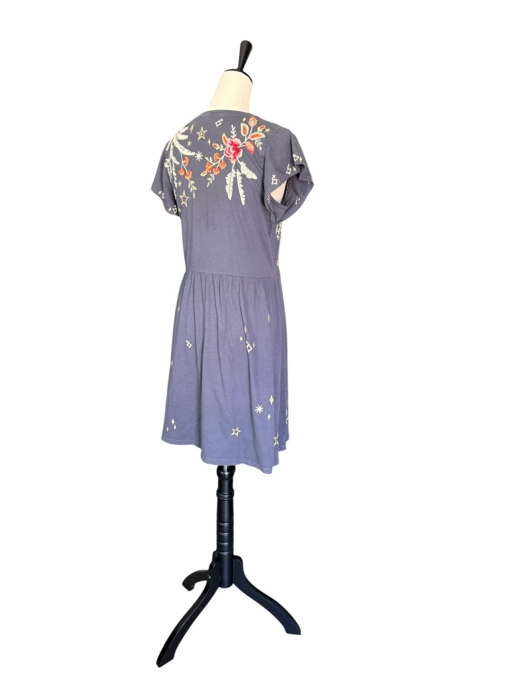 Johnny Was Manu Flutter Sleeve Knit Floral Embroidered Tunic Dress Size Small - Picture 4 of 13
